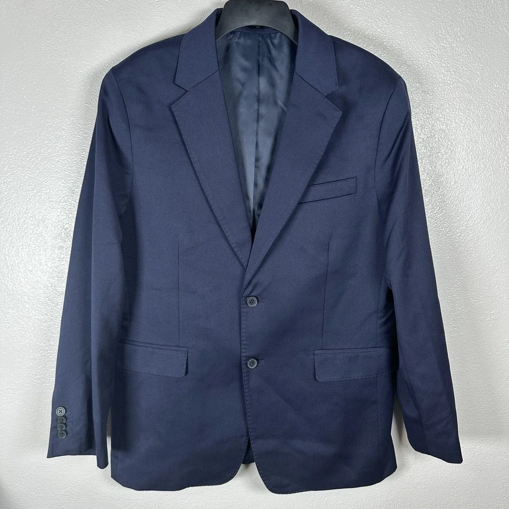 Banana Republic Satin Suit Jacket Blazer Mens Size 42R Navy Blue Lined Classic